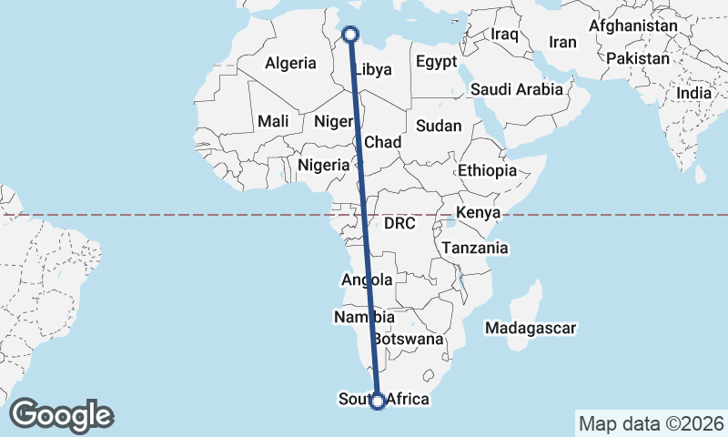 Tripoli to Cape Town