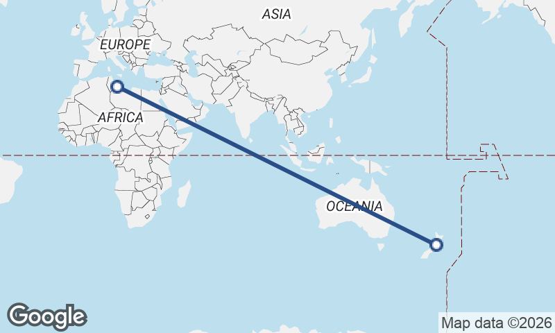 Tripoli to Wellington