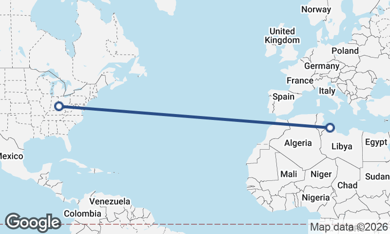 Tripoli to Cincinnati