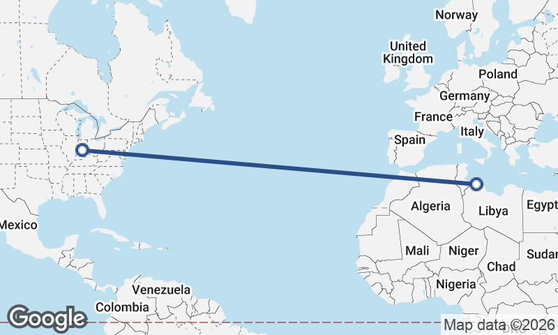 Tripoli to Indianapolis