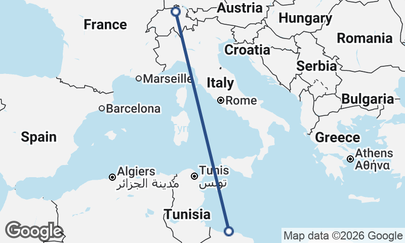 Tripoli to Zürich