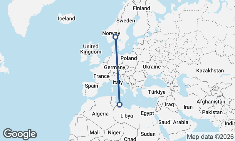 Tripoli to Oslo