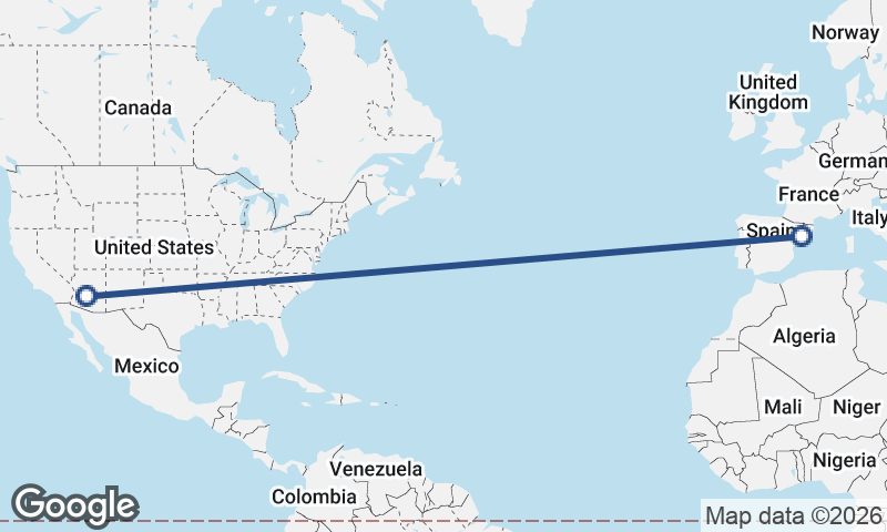 Phoenix to Tarragona