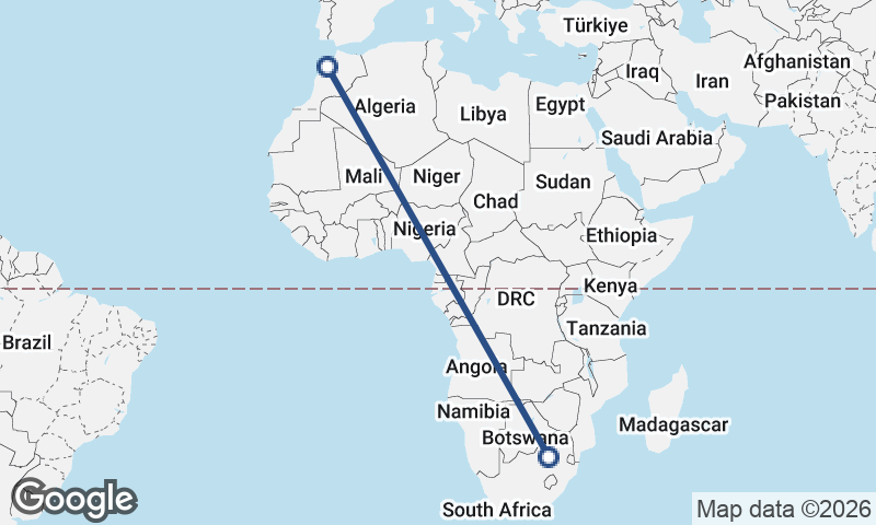 Casablanca to Johannesburg