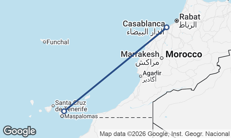 Casablanca to Las Palmas de Gran Canaria