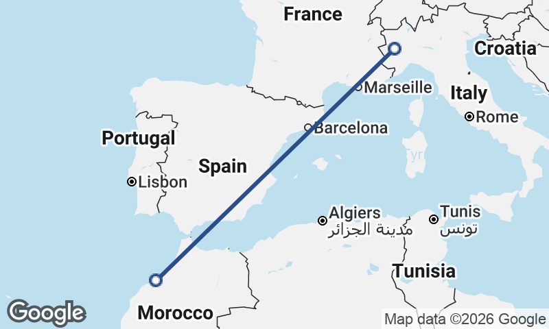 Casablanca to Turin