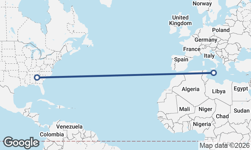 Atlanta to Valletta