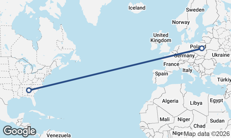 Atlanta to Warsaw