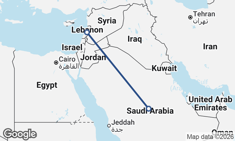 Lebanon to Saudi Arabia