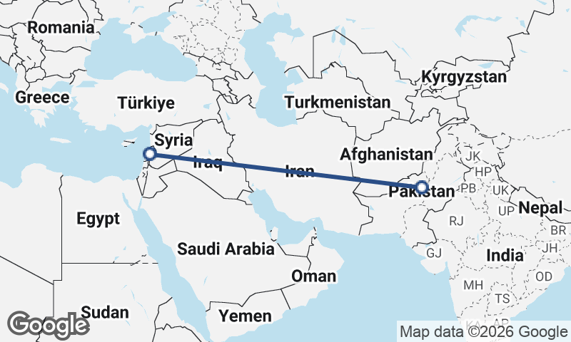 Lebanon to Pakistan