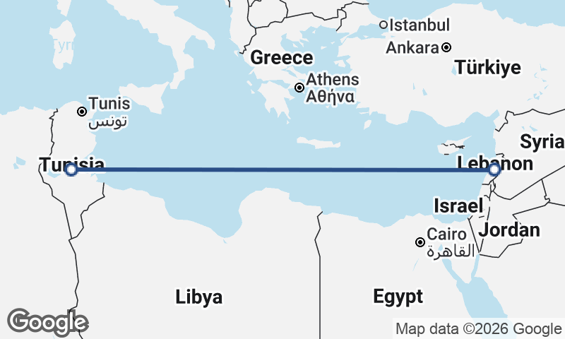 Lebanon to Tunisia