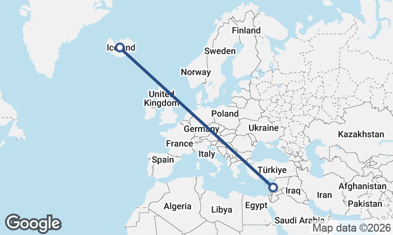 Lebanon to Iceland