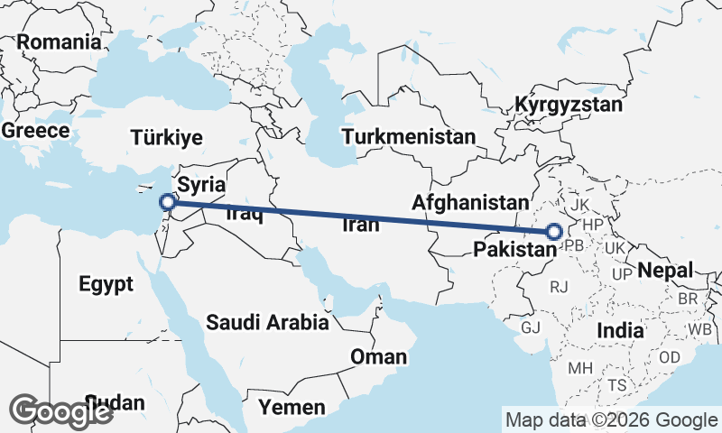 Beirut to Faisalabad