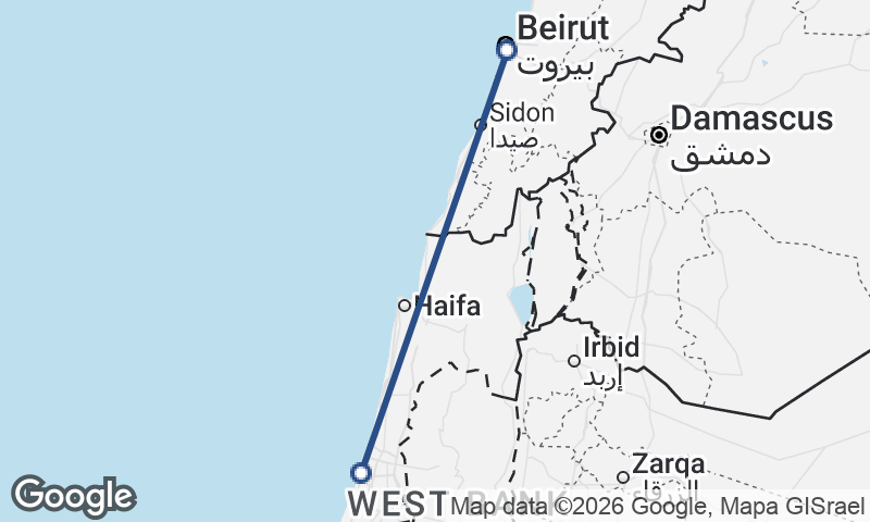 Beirut to Tel Aviv-Yafo