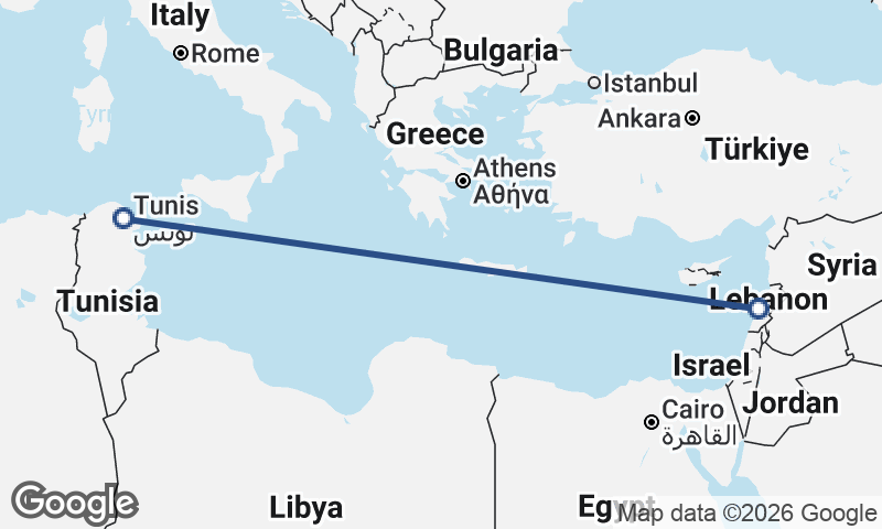 Beirut to Tunis