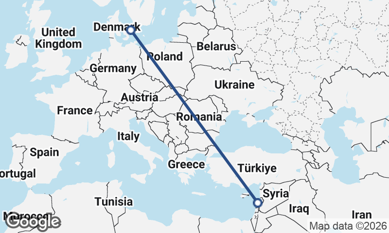 Beirut to Copenhagen