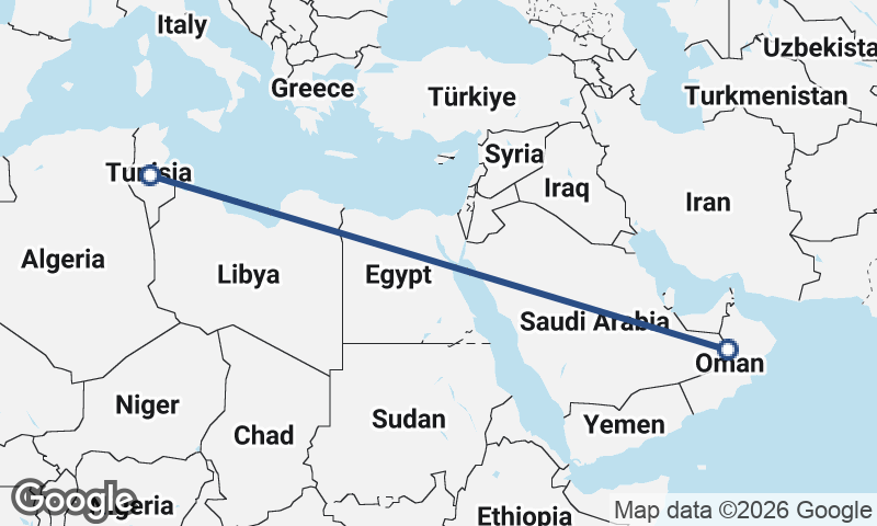 Tunisia to Oman