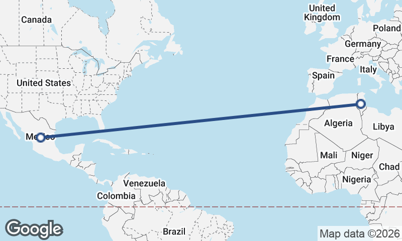Tunisia to Mexico