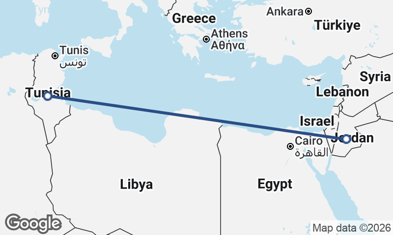 Tunisia to Jordan