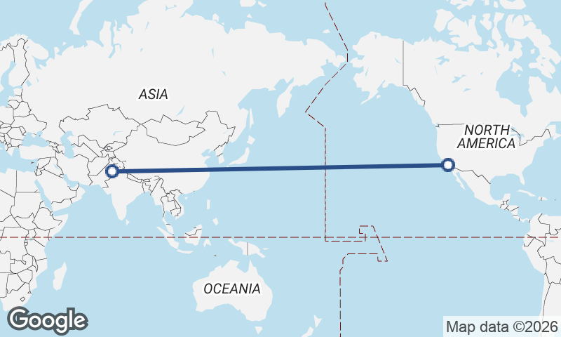 Los Angeles to Faisalabad