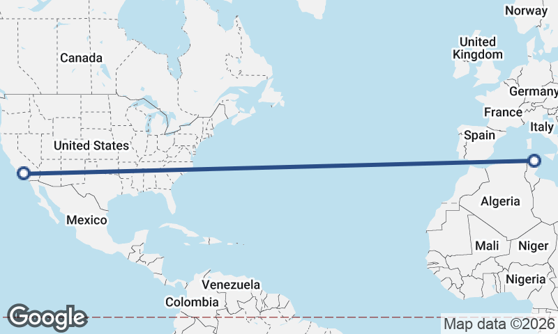 Los Angeles to Tunis