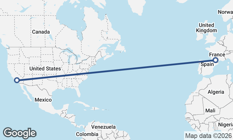 Los Angeles to Toulouse