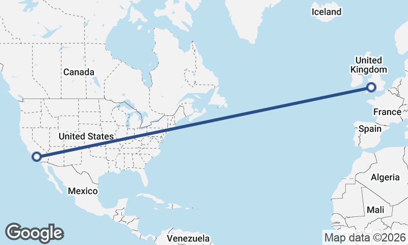 Los Angeles to Cardiff