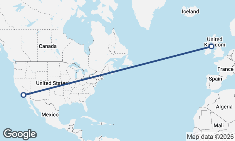 Los Angeles to Belfast