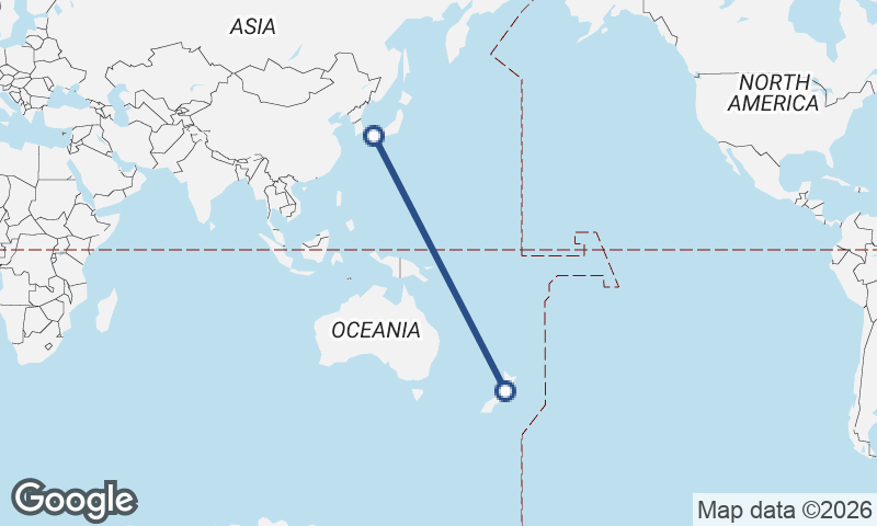 Hiroshima to Wellington