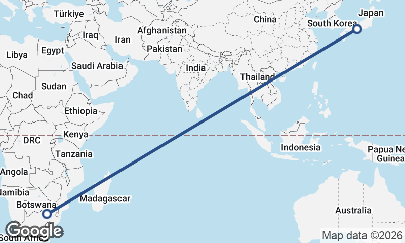 Ōsaka to Johannesburg