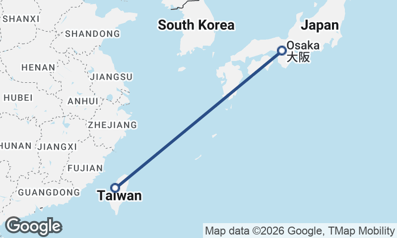 Ōsaka to Taichung