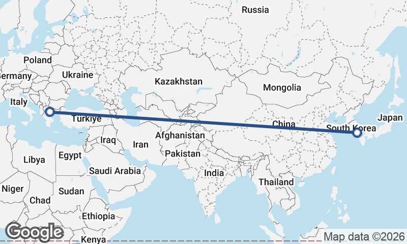 Busan to Thessaloníki