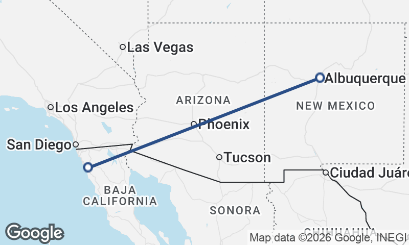 Albuquerque to Ensenada