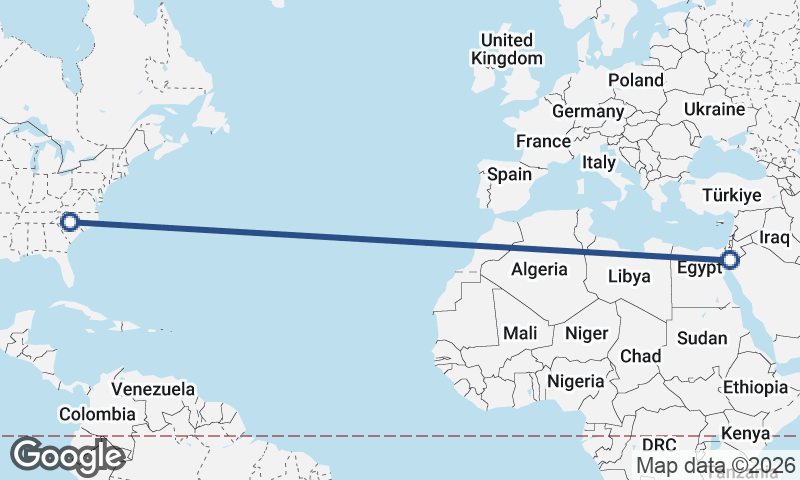 Charlotte to Al ‘Aqabah