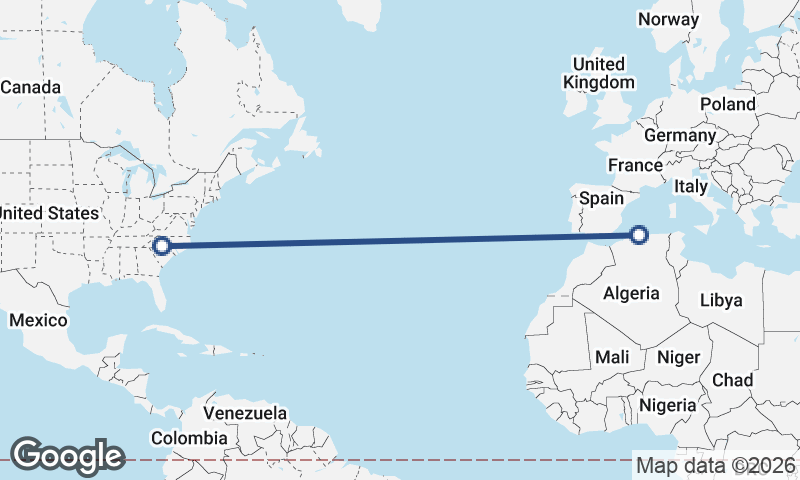 Charlotte to Algiers