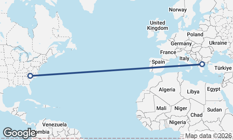 Charlotte to Thessaloníki