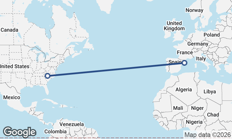 Charlotte to Barcelona