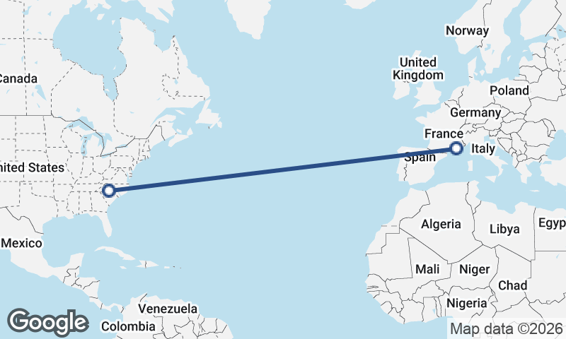 Charlotte to Marseille