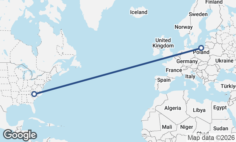 Charlotte to Gdańsk