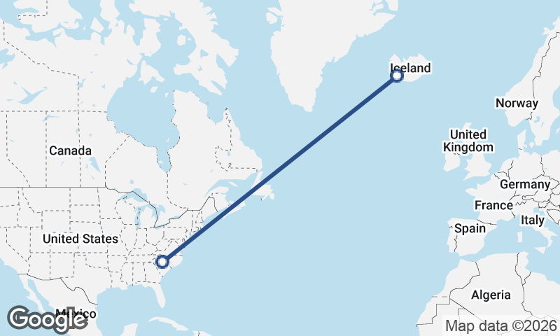 Charlotte to Reykjavík