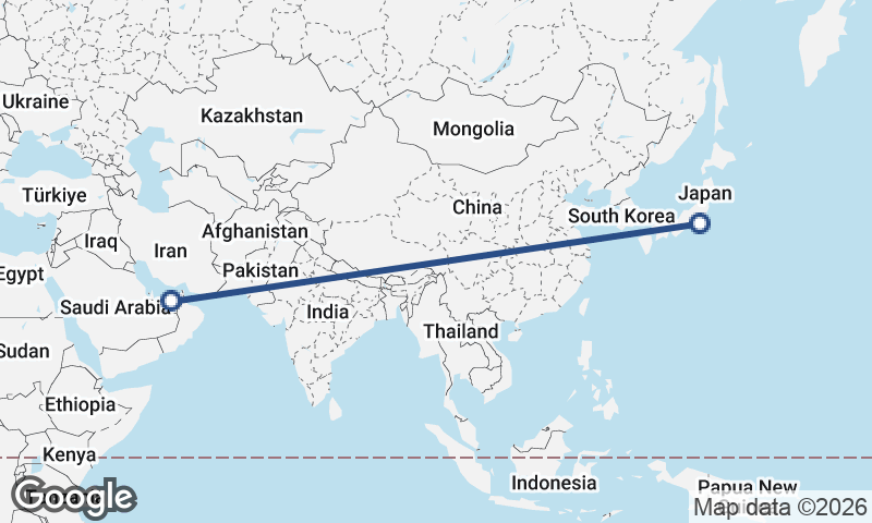 Yokohama to Abu Dhabi