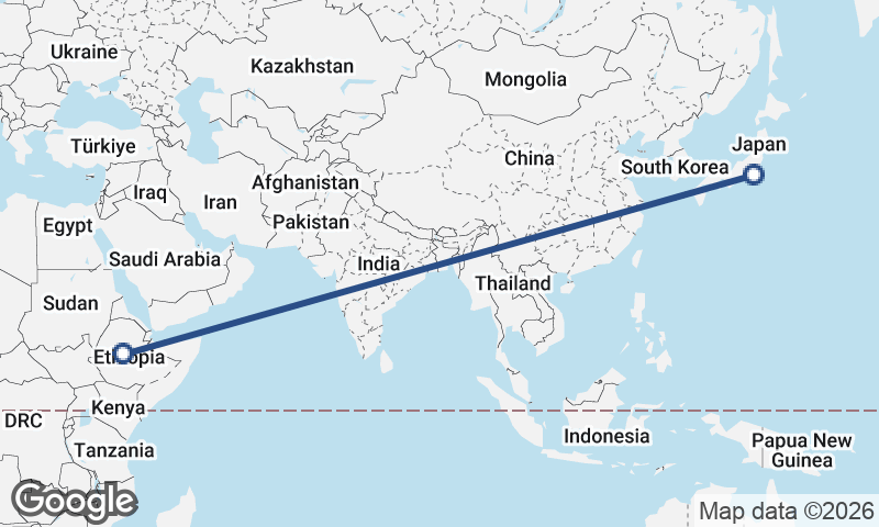 Yokohama to Addis Ababa