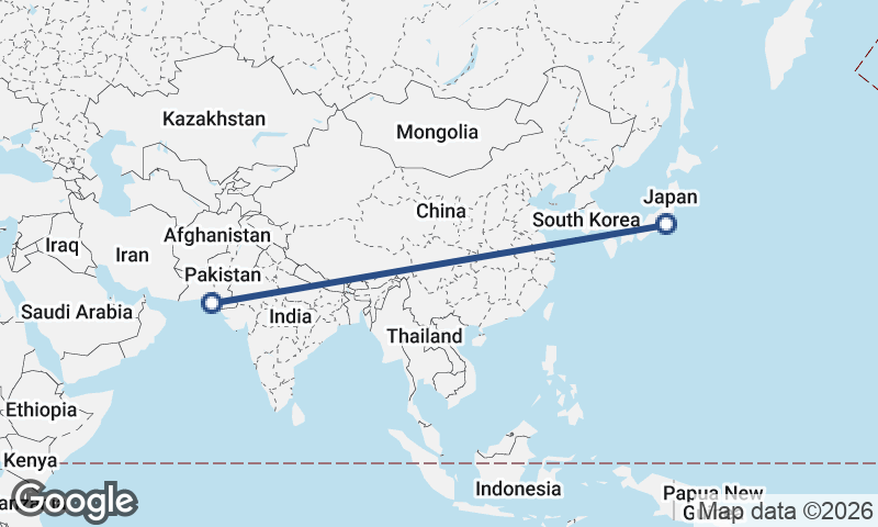 Tokyo to Karachi