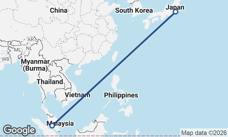 Tokyo to Kuala Lumpur