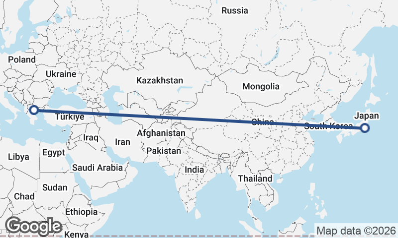 Tokyo to Thessaloníki