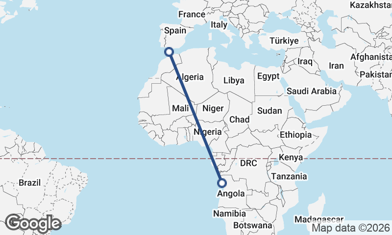 Tangier to Luanda