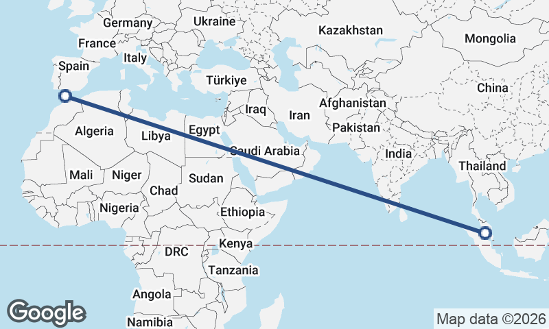 Tangier to Kuala Lumpur