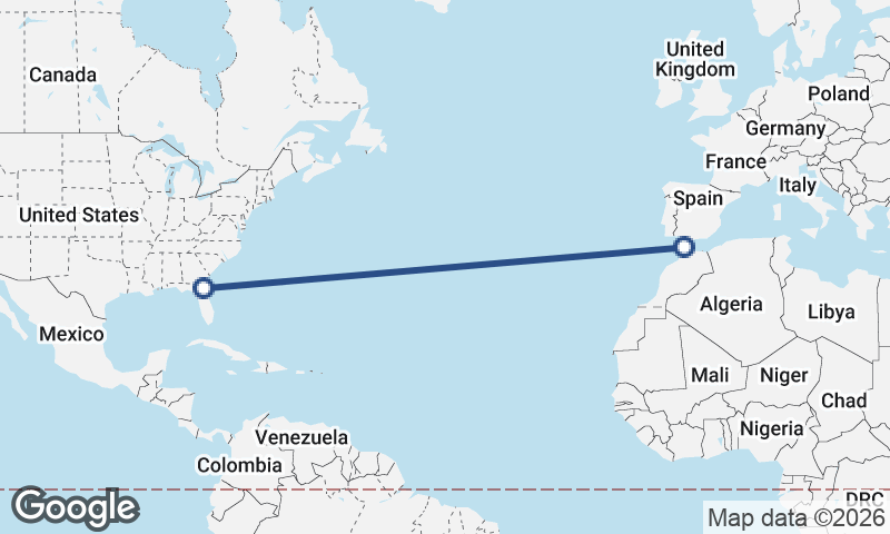 Tangier to Jacksonville