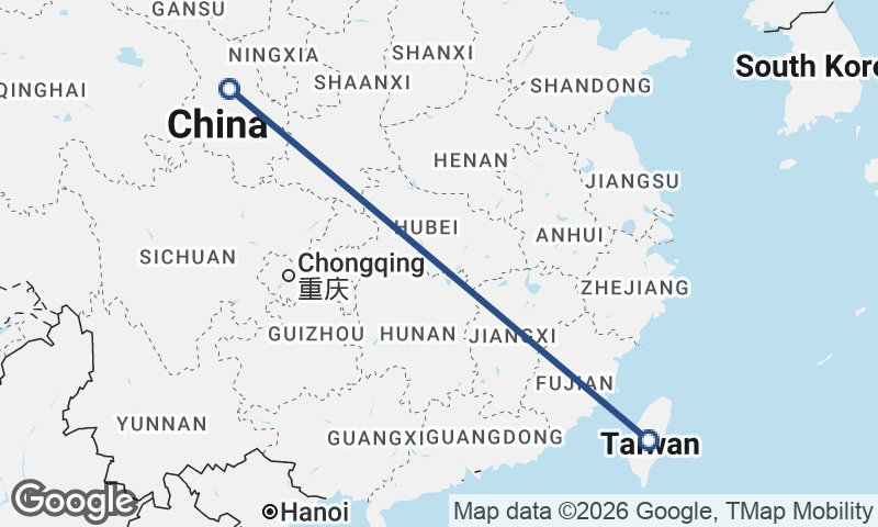China to Taiwan
