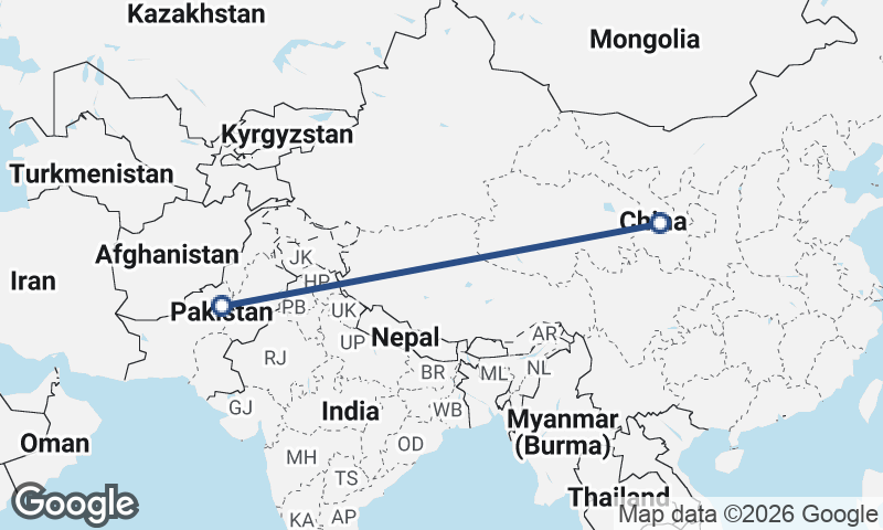 China to Pakistan